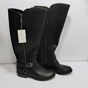 G by Guess Harson Wide Calf Riding Boots Womens 5M Black Faux Leather NWT